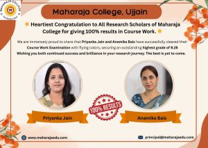 🌟 Heartiest Congratulation to All Research Scholars of Maharaja College for giving 100% results in Course Work. 🌟